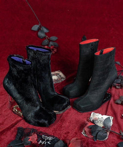 Charla Tedrick チャンキーヒールブーツ 14cmソール 厚底ブーツ ウッドヒール 厚底ミドルブーツ Charla Tedrick│Jeffrey Campbell