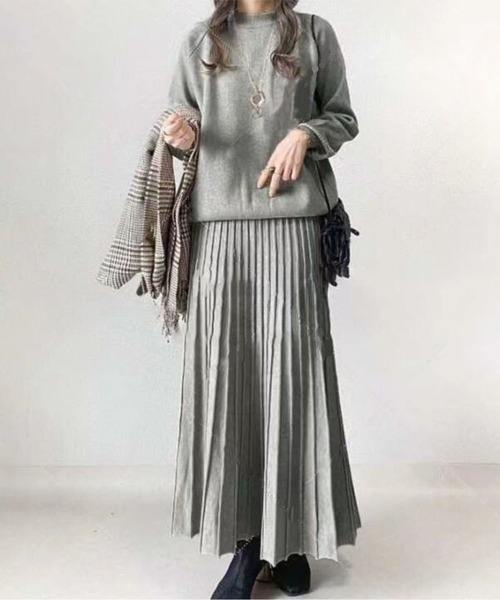 ジーフォア ニットとプリーツスカートセット CADBURY ニット セーター プリーツスカートニットセットアップ