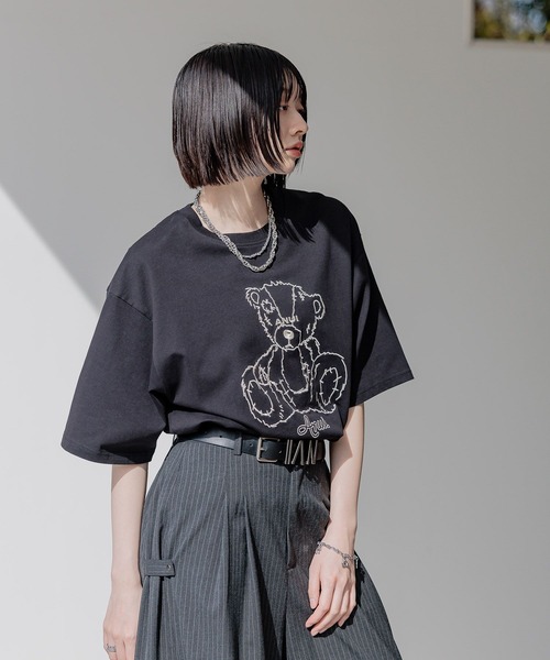 「Anui」 半袖Tシャツ MEDIUM チャコールグレー レディース_画像6