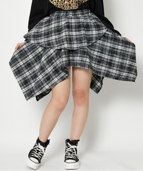 スカート 「イレヘムフレア×ダメージ風チェック」レディース ミニスカート 個性派 春夏秋冬 | ブランド登録なし | 04