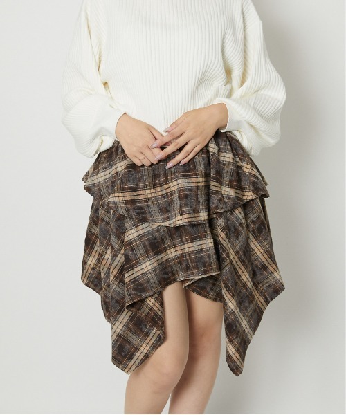 スカート 「イレヘムフレア×ダメージ風チェック」レディース ミニスカート 個性派 春夏秋冬 | ブランド登録なし | 07
