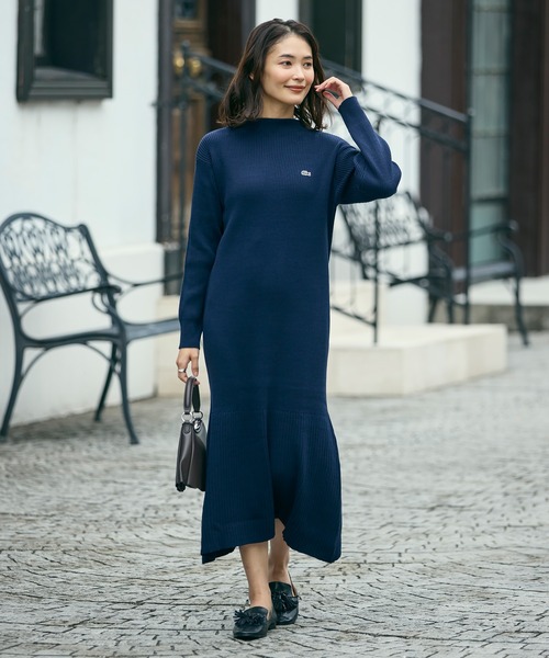 LACOSTE（ラコステ） ワンピース ローウエストリブニットドレス