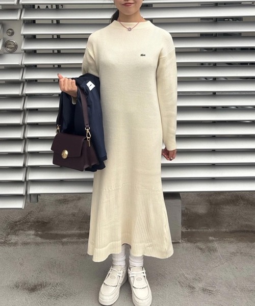 LACOSTE（ラコステ） ワンピース ローウエストリブニットドレス