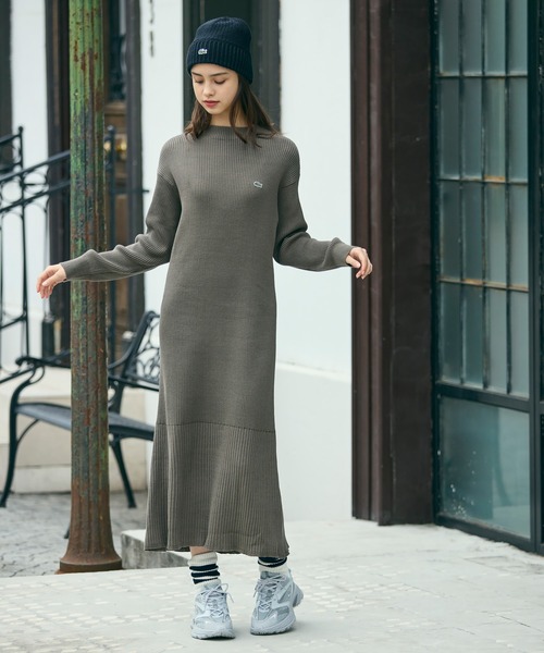 LACOSTE（ラコステ） ワンピース ローウエストリブニットドレス