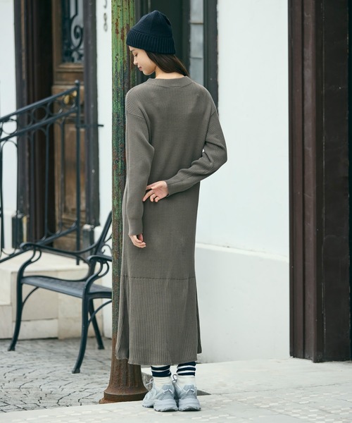 LACOSTE（ラコステ） ワンピース ローウエストリブニットドレス