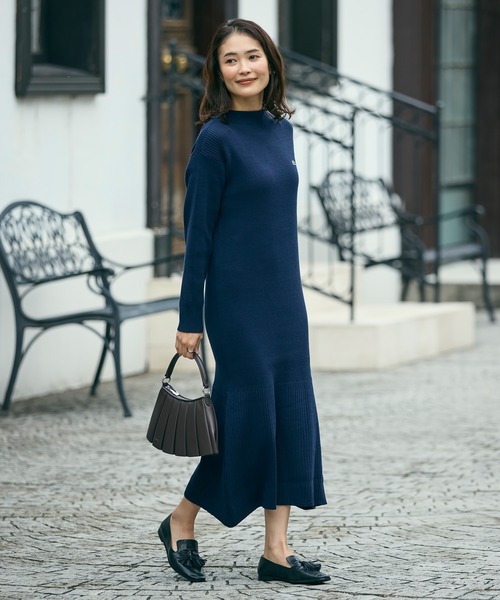 LACOSTE（ラコステ） ワンピース ローウエストリブニットドレス