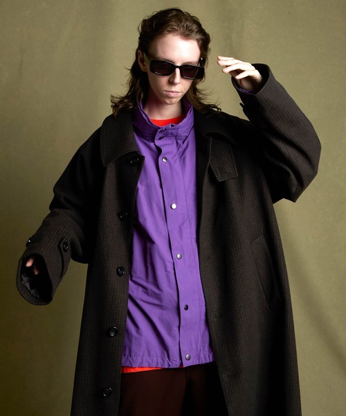 ステンカラーコート メンズ トレンチコート ロング丈 ラシャコート