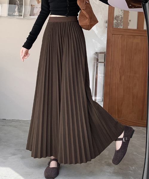 スカート ハイウエストプリーツロングスカート : ZOZOTOWN Yahoo!店