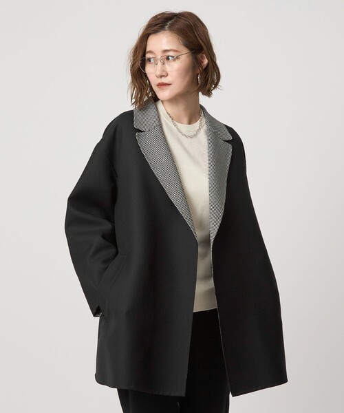 conte トレンチコート コート 「conte」バイカラー リバー ノーボタン