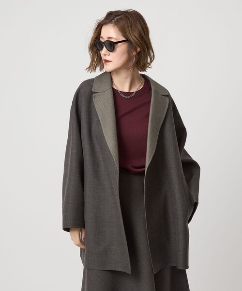 conte トレンチコート コート 「conte」バイカラー リバー ノーボタン
