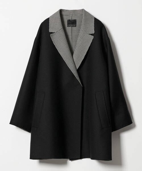 conte トレンチコート コート 「conte」バイカラー リバー ノーボタン