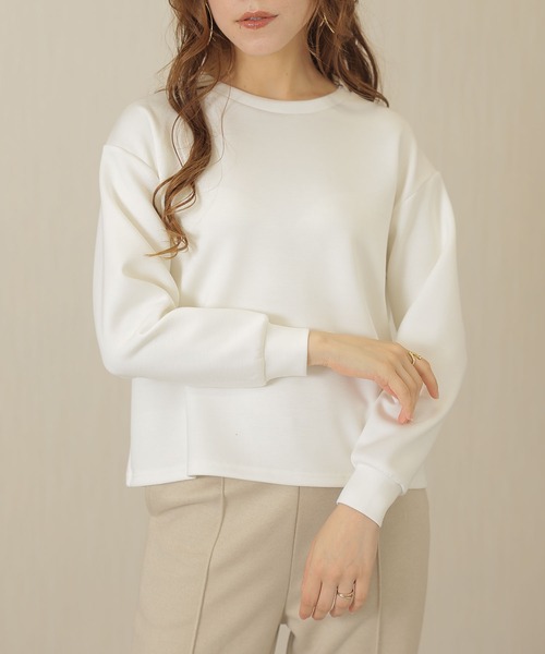 DAYRA tシャツ ソリッドカラー バック フリル コンパクト プルオーバー