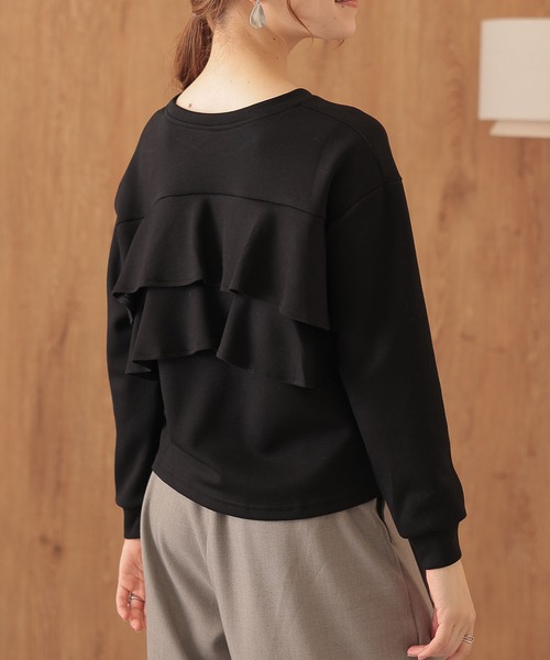 DAYRA tシャツ ソリッドカラー バック フリル コンパクト プルオーバー