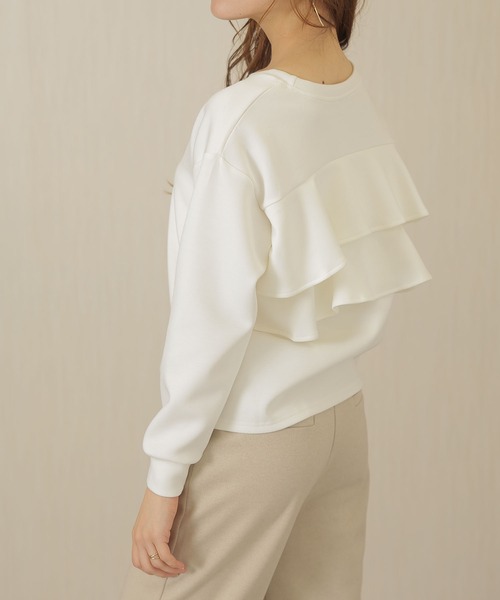 DAYRA tシャツ ソリッドカラー バック フリル コンパクト プルオーバー