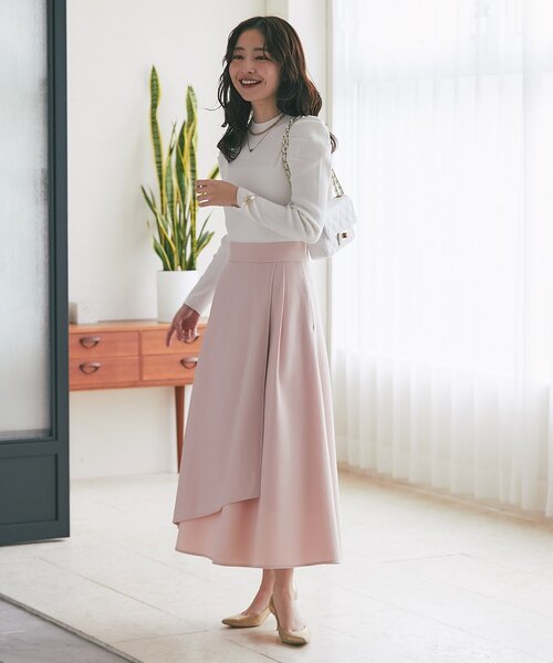 ラブティックボンボン　 「お上品シルエット」アシメラップ風フレアスカート La boutique Bonbon（ラブティックボンボン） スカート 「お上品