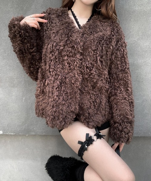 VEILA コート アウター フェイクファーノーカラージャケット