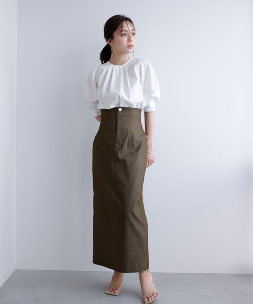 anuans（アニュアンス） ロングスカート MEDIUM カーキ レディース