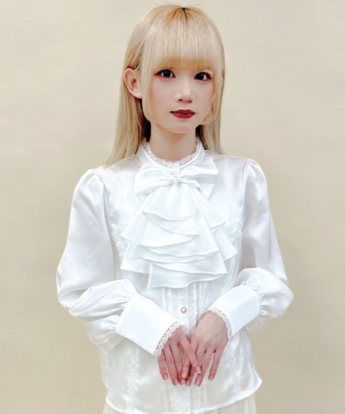 Chalmiere（シャルミエール） ブラウス シャツ ジャボブローチ付き