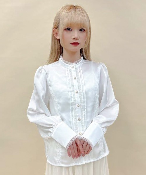 Chalmiere（シャルミエール） ブラウス シャツ ジャボブローチ付き