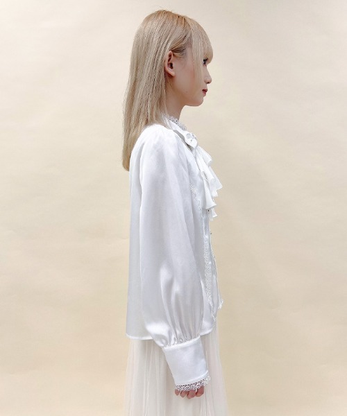 Chalmiere（シャルミエール） ブラウス シャツ ジャボブローチ付き