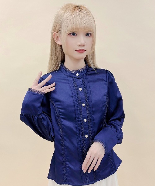 Chalmiere（シャルミエール） ブラウス シャツ ジャボブローチ付き