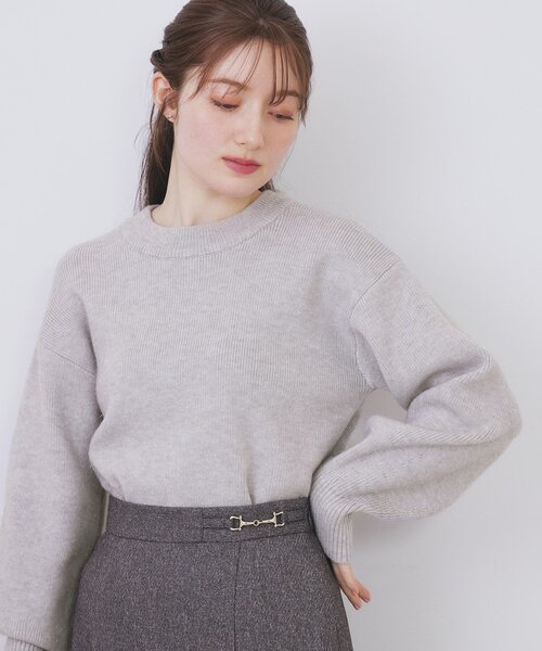 未使用　アルチビオ　ニット　セーター　ウール　モックネック　グレー index（インデックス） ニット セーター モックネックボクシー