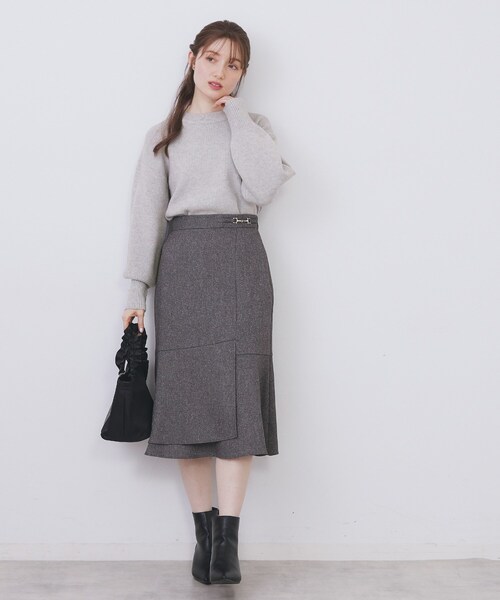 未使用　アルチビオ　ニット　セーター　ウール　モックネック　グレー index（インデックス） ニット セーター モックネックボクシー