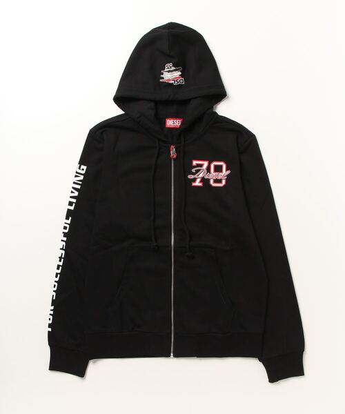 DIESEL（ディーゼル） ジップアップパーカー X-SMALL ブラック メンズ