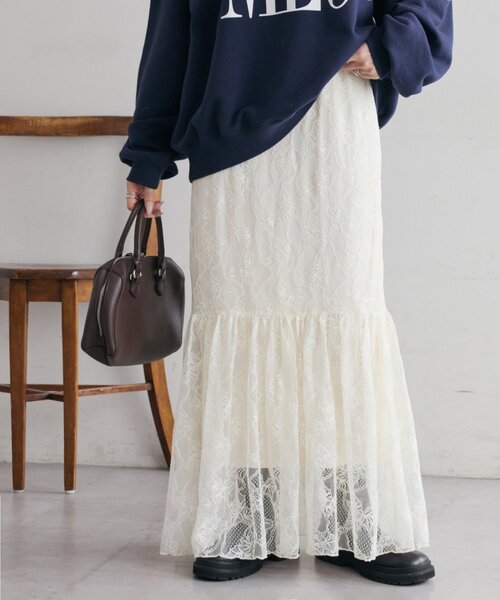 Discoat（ディスコート） スカート 「SS先行予約」レース切替ギャザー