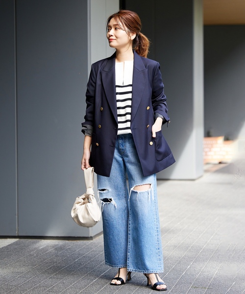 「JOURNAL STANDARD」 テーラードジャケット 38 ネイビー レディース_画像2