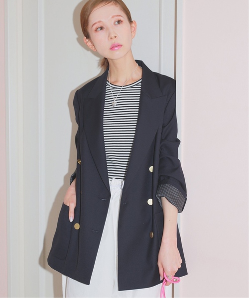 「JOURNAL STANDARD」 テーラードジャケット 38 ネイビー レディース_画像4