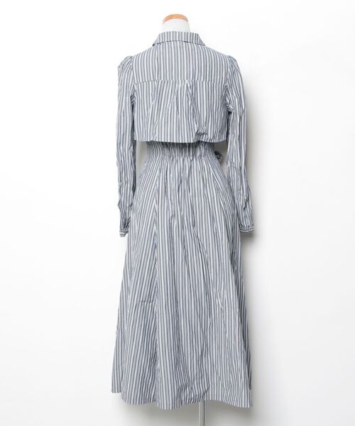「REDYAZEL」 ストライプ柄長袖ワンピース S グレー レディース_画像2