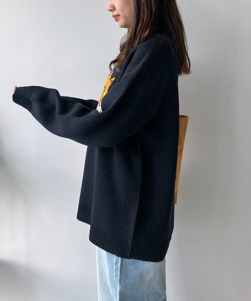 「AS KNOW AS plus」 長袖ニット FREE ネイビー レディース_画像5