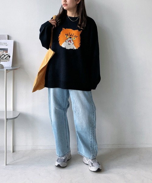 「AS KNOW AS plus」 長袖ニット FREE ネイビー レディース_画像7