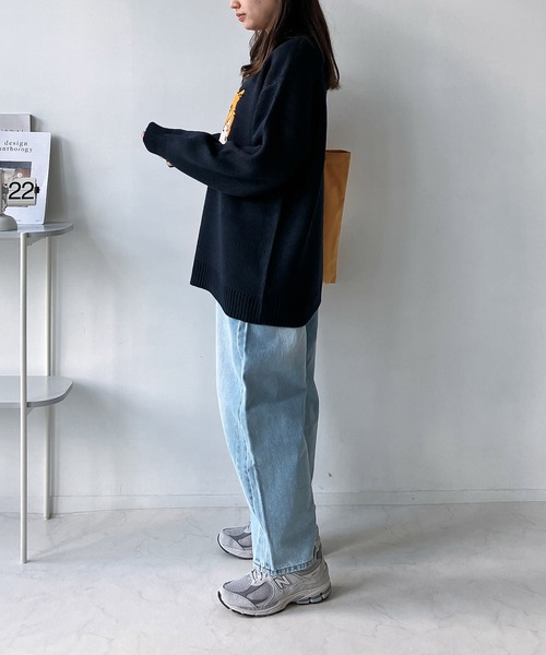 「AS KNOW AS plus」 長袖ニット FREE ネイビー レディース_画像9