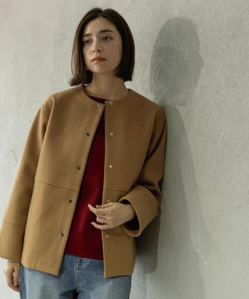 「OPAQUE.CLIP」 ノーカラーコート 40 グレー レディース_画像2