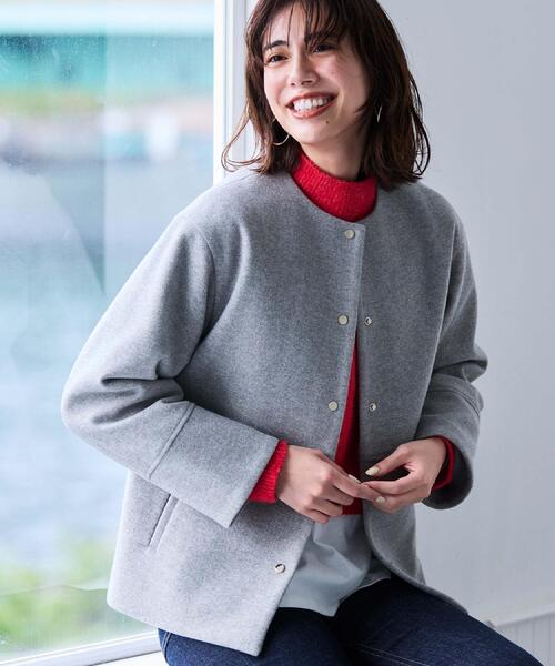 「OPAQUE.CLIP」 ノーカラーコート 40 グレー レディース_画像3