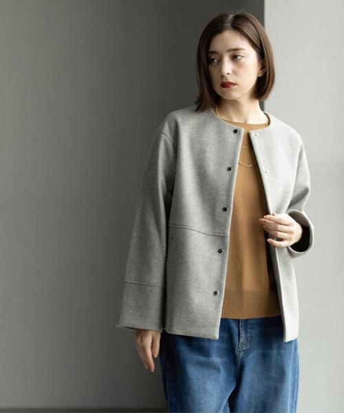 「OPAQUE.CLIP」 ノーカラーコート 40 グレー レディース_画像6