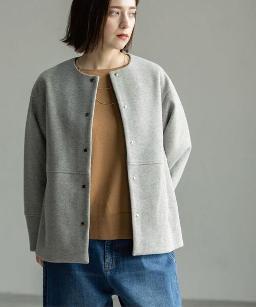 「OPAQUE.CLIP」 ノーカラーコート 40 グレー レディース_画像8