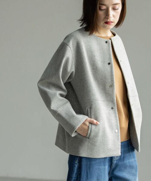 「OPAQUE.CLIP」 ノーカラーコート 40 グレー レディース_画像9