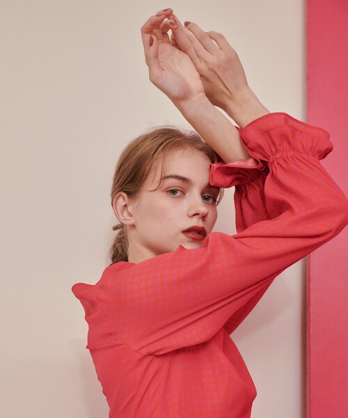 「LOULOU WILLOUGHBY」 長袖ワンピース 2 ピンク レディース_画像6