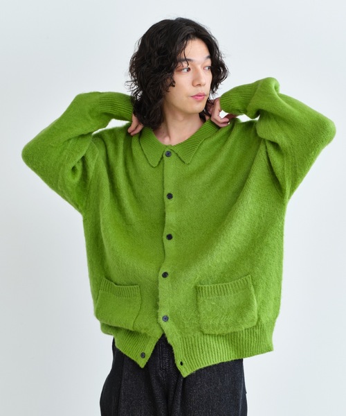 「SINSS」 ニットカーディガン SMALL グリーン メンズ_画像3