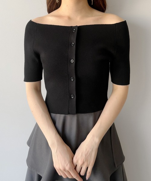 「mipiarl」 ニットカーディガン LARGE ブラック レディース_画像5