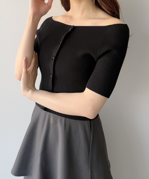 「mipiarl」 ニットカーディガン LARGE ブラック レディース_画像7