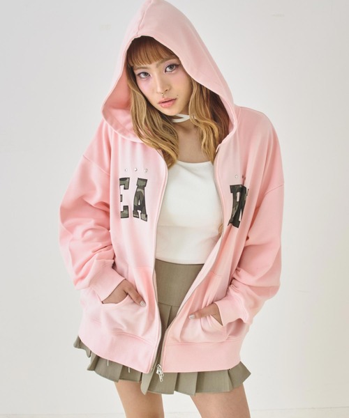 ANAP（アナップ） パーカー 裏毛カモフラワッペン貼り付けWジップ