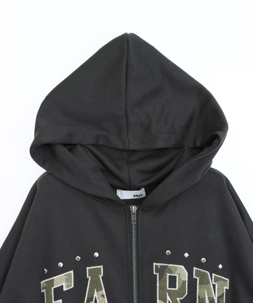 ANAP（アナップ） パーカー 裏毛カモフラワッペン貼り付けWジップ