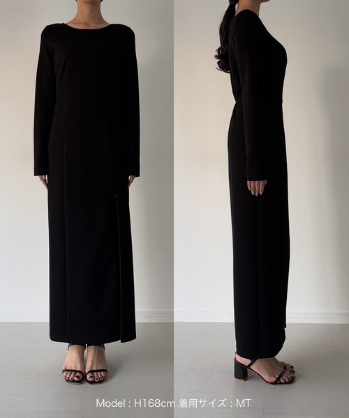 「Louere」 長袖ワンピース X-LARGE チャコール レディース_画像3