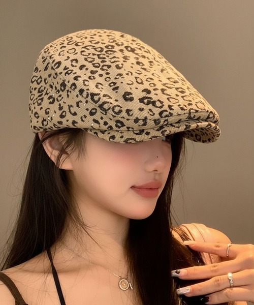 SORENA 帽子 ベレー帽 ヒョウ柄ハンチング レディース メンズ