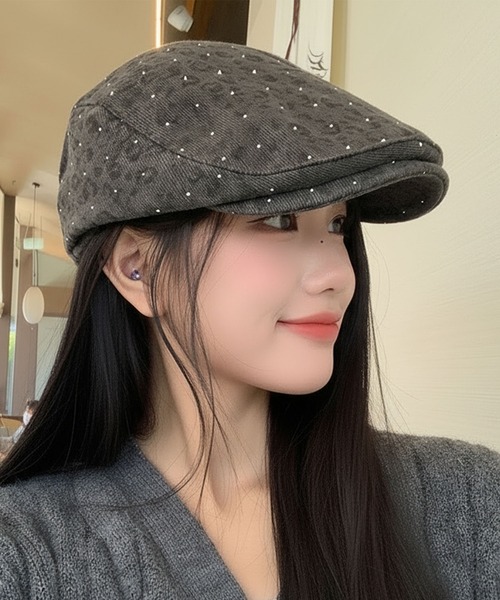 SORENA 帽子 ベレー帽 ヒョウ柄ハンチング レディース メンズ