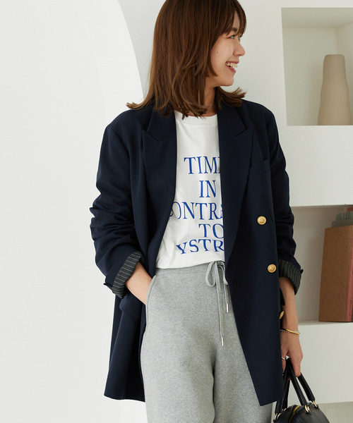 「JOURNAL STANDARD relume」 テーラードジャケット 36 ネイビー レディースの画像